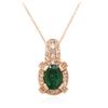 Image 2 : 14KT Rose Gold 1.83 ctw Emerald and Diamond Pendant With Chain