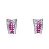 Image 1 : 14KT White Gold 2.00 ctw Pink Sapphire and Diamond Earrings