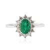 Image 1 : 18KT White Gold 0.53 ctw Emerald and Diamond Ring