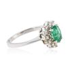 Image 2 : 18KT White Gold 0.53 ctw Emerald and Diamond Ring