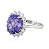 Image 2 : 14KT White Gold 4.50 ctw Tanzanite and Diamond Ring