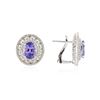 Image 2 : 14KT White Gold 5.42 ctw Tanzanite and Diamond Earrings