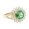 Image 2 : 14KT Yellow Gold 1.75 ctw Emerald and Diamond Ring