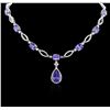 Image 1 : 14KT White Gold 27.20 ctw Tanzanite and Diamond Necklace