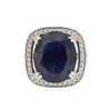 Image 1 : 14KT White Gold 12.33 ctw Sapphire and Diamond Ring