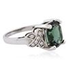 Image 2 : 14KT White Gold 4.49 ctw Green Tourmaline and Diamond Ring