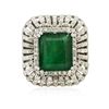 Image 1 : 14KT White Gold 12.25 ctw Emerald and Diamond Ring