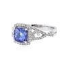 Image 2 : 14KT White Gold 1.62 ctw Tanzanite and Diamond Ring