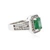 Image 2 : 14KT White Gold 1.60 ctw Emerald and Diamond Ring