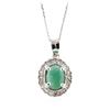 Image 2 : 14KT White Gold 1.33 ctw Emerald and Diamond Pendant With Chain