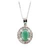 Image 2 : 14KT White Gold 1.33 ctw Emerald and Diamond Pendant With Chain