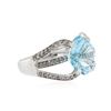 Image 2 : 14KT White Gold 6.50 ctw Topaz and Diamond Ring