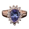 Image 1 : 14KT Rose Gold 2.40 ctw Tanzanite and Diamond Ring