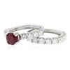 Image 3 : 14KT White Gold 1.62 ctw Ruby and Diamond Wedding Set