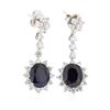 Image 1 : 14KT White Gold 9.42 ctw Sapphire and Diamond Earrings