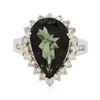 Image 1 : 14KT White Gold 4.23 ctw Green Tourmaline and Diamond Ring