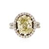 Image 1 : 14KT White Gold 4.74 ctw Fancy Yellow Diamond Ring