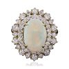 Image 1 : 14KT Yellow Gold 1.78 ctw Opal and Diamond Ring