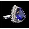 Image 2 : 14KT White Gold GIA Certified 17.35 ctw Tanzanite and Diamond Ring