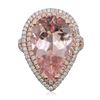 Image 1 : 14KT Rose Gold 9.41 ctw Morganite and Diamond Ring