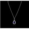 Image 1 : 14KT White Gold GIA Certified 17.24 ctw Tanzanite and Diamond Pendant With Chain