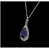 Image 3 : 14KT White Gold GIA Certified 17.24 ctw Tanzanite and Diamond Pendant With Chain