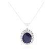 Image 1 : 14KT White Gold 9.91 ctw Sapphire and Diamond Pendant With Chain