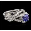 Image 2 : 14KT White Gold 1.41 ctw Tanzanite and Diamond Wedding Ring Set