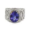 Image 1 : 14KT Two-Tone Gold 4.54 ctw Tanzanite and Diamond Ring