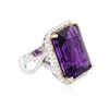 Image 2 : 14KT White Gold 17.61 ctw Amethyst and Diamond Ring