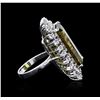 Image 3 : 14KT White Gold 13.90 ctw Tourmaline and Diamond Ring