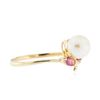 Image 2 : 14KT Yellow Gold Pearl and Pink Topaz Ring