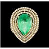 Image 1 : 14KT Yellow Gold GIA Certified 7.70 ctw Emerald and Diamond Ring