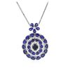 Image 2 : 14KT White Gold 21.53 ctw Sapphire and Diamond Pendant With Chain