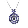 Image 2 : 14KT White Gold 21.53 ctw Sapphire and Diamond Pendant With Chain