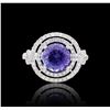 Image 1 : 18KT White Gold 3.83 ctw Tanzanite and Diamond Ring