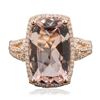 Image 1 : 14KT Rose Gold 6.45 ctw Morganite and Diamond Ring