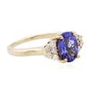 Image 2 : 14KT Yellow Gold 2.10 ctw Tanzanite and Diamond Ring