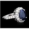 Image 2 : 18KT White Gold 3.84 ctw Sapphire and Diamond Ring