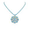 Image 1 : 14KT Yellow Gold 30.95 ctw Turquoise and Diamond Necklace