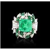 Image 1 : 18KT White Gold 5.80 ctw Emerald and Diamond Ring