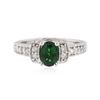 Image 1 : 14KT White Gold 0.76 ctw Tsavorite and Diamond Ring