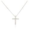 Image 2 : 14KT White Gold 0.29 ctw Diamond Cross Pendant With Chain