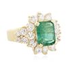 Image 2 : 14KT Yellow Gold 3.01 ctw Emerald and Diamond Ring