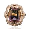 Image 1 : 14KT Rose Gold 7.27 ctw Ametrine and Diamond Ring