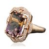 Image 2 : 14KT Rose Gold 7.27 ctw Ametrine and Diamond Ring