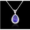 Image 2 : 14KT White Gold 7.16 ctw Tanzanite and Diamond Pendant With Chain