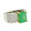 Image 2 : 14KT Two-Tone Gold 4.16 ctw Emerald and Diamond Ring