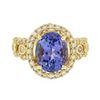 Image 1 : 14KT Yellow Gold 3.79 ctw Tanzanite and Diamond Ring