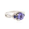 Image 2 : 14KT White Gold 1.92 ctw Tanzanite, Sapphire and Diamond Ring